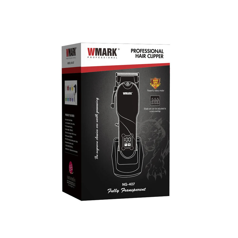 Wmark NG-407 máquina de cortar cabelo profissional sem fio para homens lítio barba aparador cabelo recarregável elétrica máquina corte cabelo