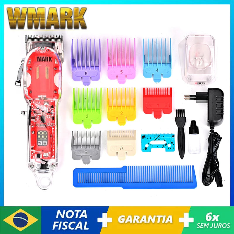 Wmark NG-407 máquina de cortar cabelo profissional sem fio para homens lítio barba aparador cabelo recarregável elétrica máquina corte cabelo