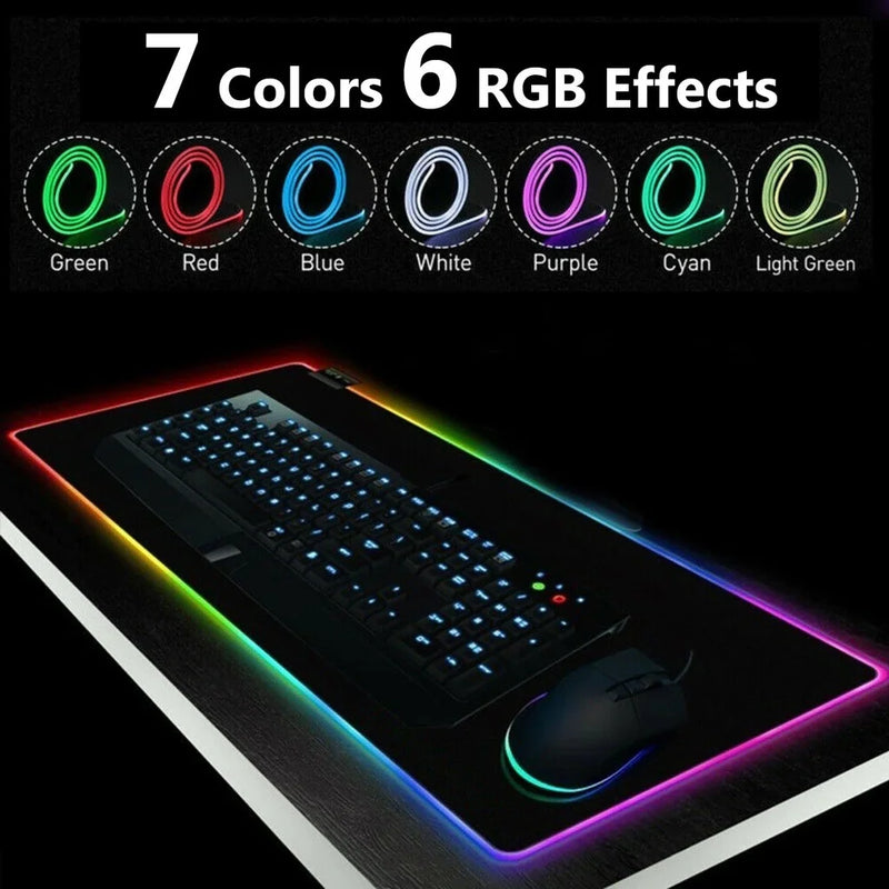 ALFA Mouse Pad Gamer Iluminado Rgb Led 80x30cm Preto